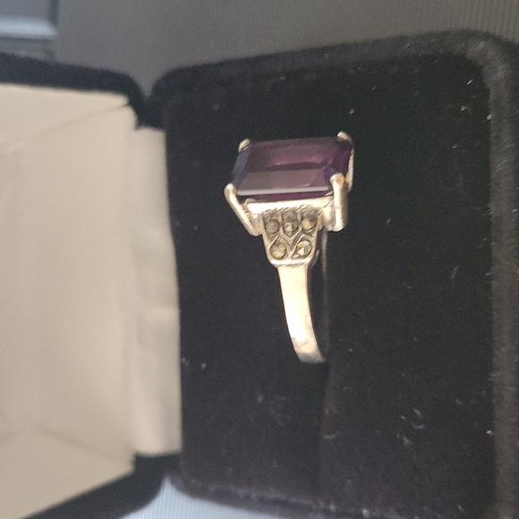 Amethyst Marcasite Sterling Ring - Picture 3 of 13